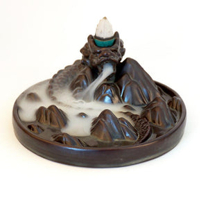 The majestic mountains ceramic dragon Back incense burner