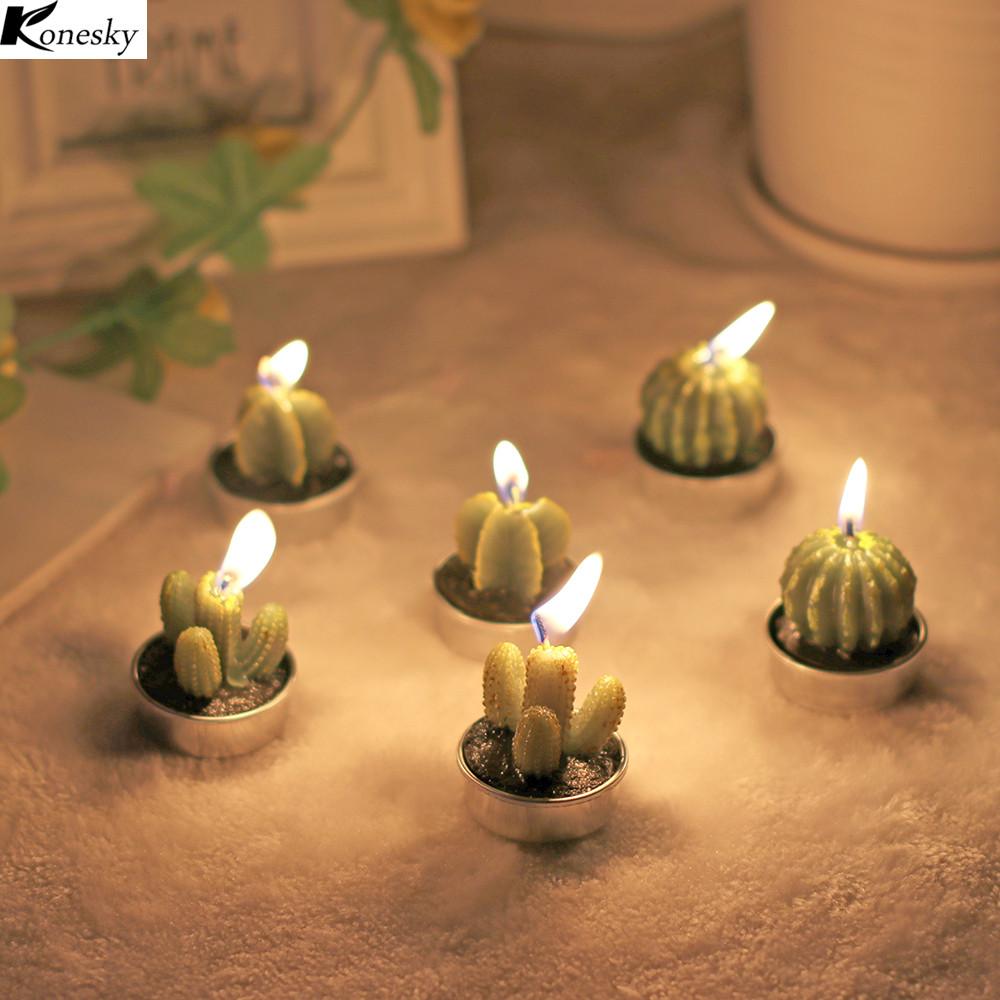 New 6PCS/Set Home Decor Rare Mini Cactus Candle