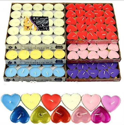50pcs Romantic Smokeless candle circle heart-shaped Tealights