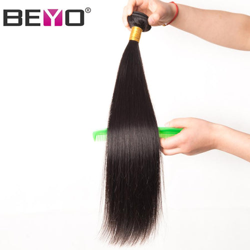 Beyo Hair Peruvian Straight 100% Human Hair Natural Color 1 Piece Weave Non-Remy Hair Extension